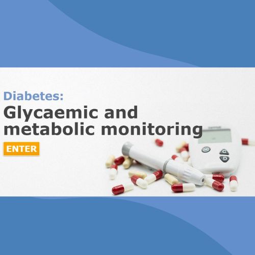 title of the course printed next to image of tablets and blood test monitor