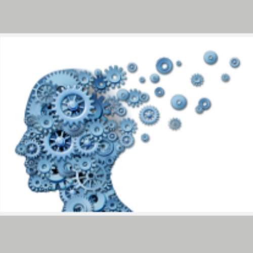 graphic of a human head side profile made up of gears