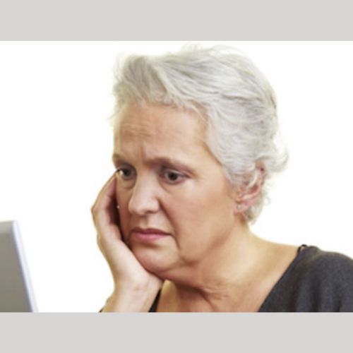 image of a lady with short white hair