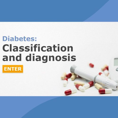 title of the course printed next to image of tablets and blood test monitor