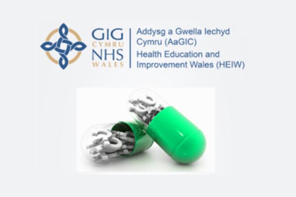 Logo of HEIW above an image of two capsules