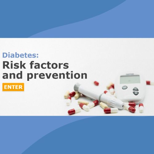 title of the course printed next to image of tablets and blood test monitor